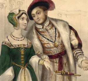A vintage engraving of Henry VIII and Anne Boleyn