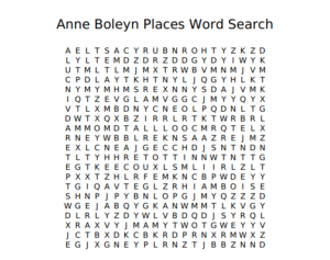 Anne Boleyn Places word search